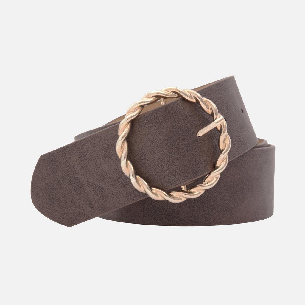 Women's Wide Belt – Metal Twist Buckle