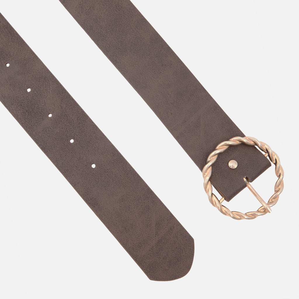 Women's Wide Belt – Metal Twist Buckle