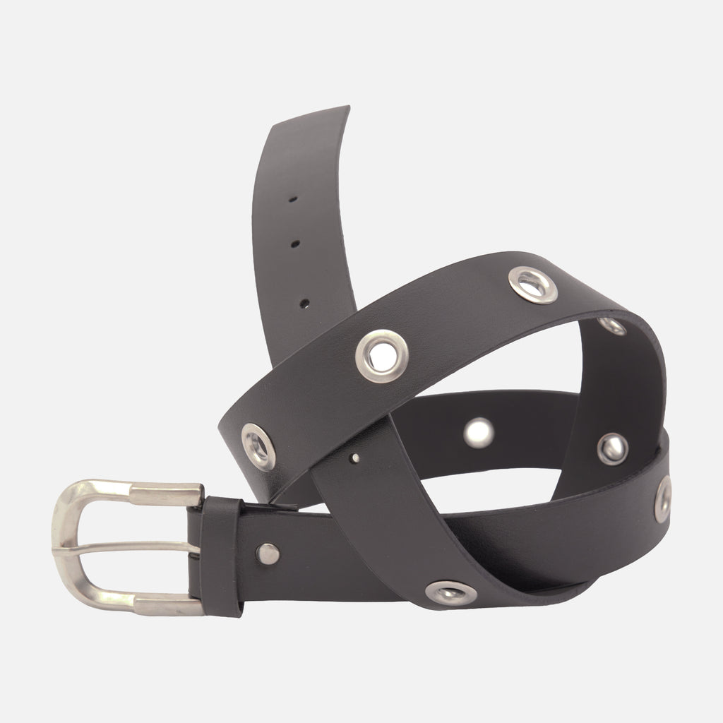 Women's Belt with Metal Accessories and Silver Buckle