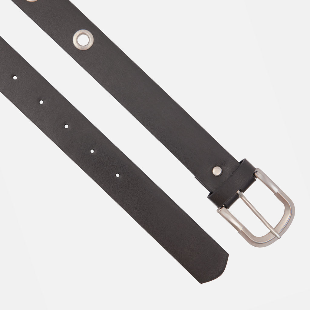 Women's Belt with Metal Accessories and Silver Buckle