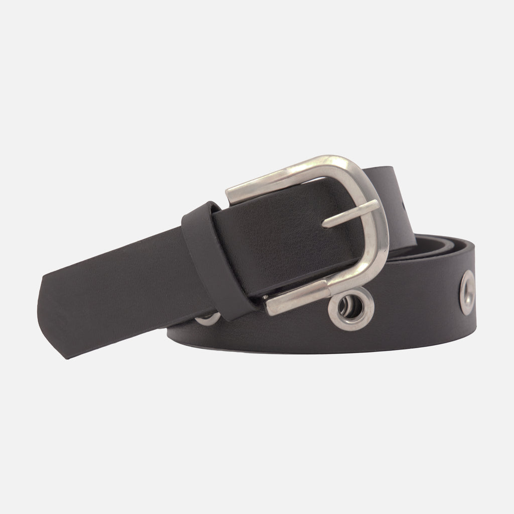 Women's Belt with Metal Accessories and Silver Buckle