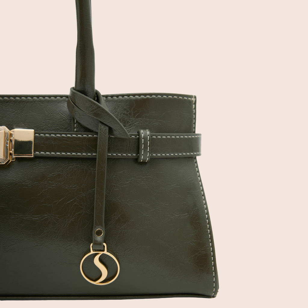 Santini LYRA haki çanta askı ve charm detayı - altın metal aksesuar